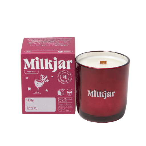 Milk Jar Holly Candle