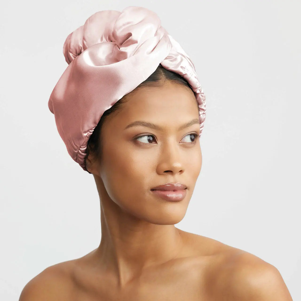 Satin Wrapped Hair Towel - Blush