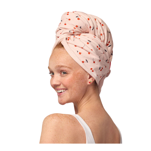 XL Satin Wrapped Hair Towel - Cherry