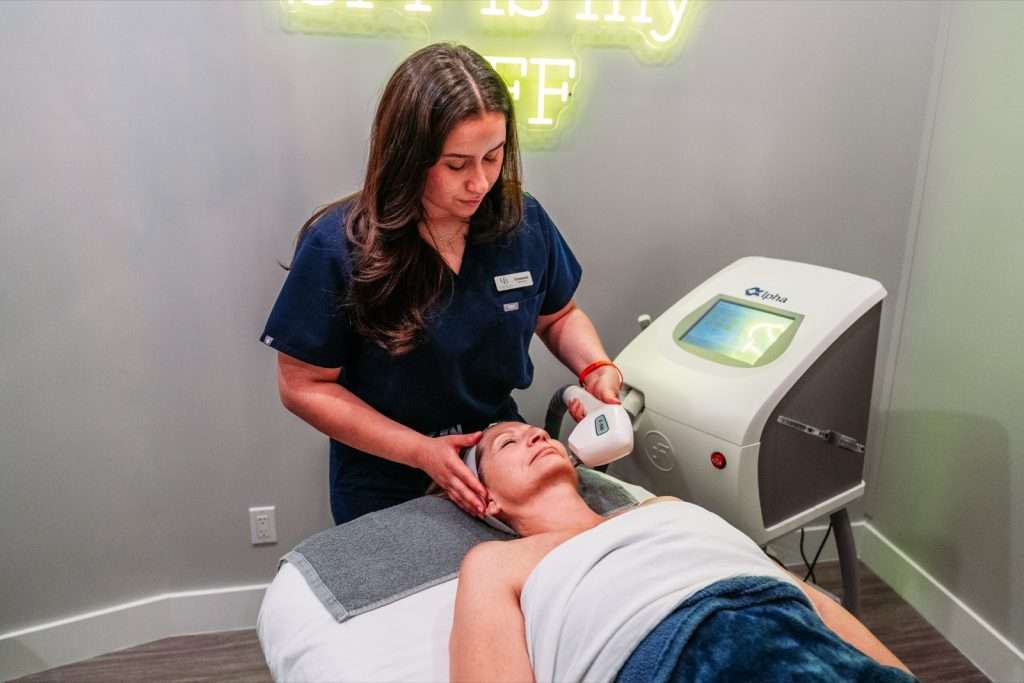 Client receiving an IPL Photofacial session