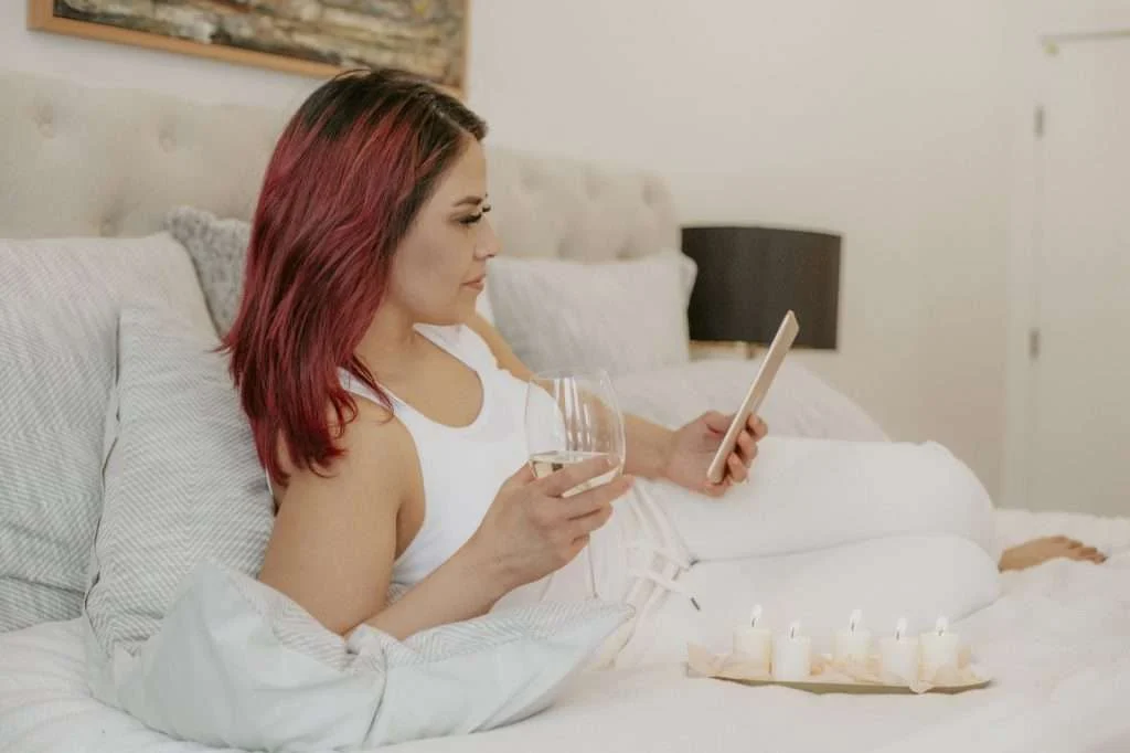 Relaxing self-care morning at home
