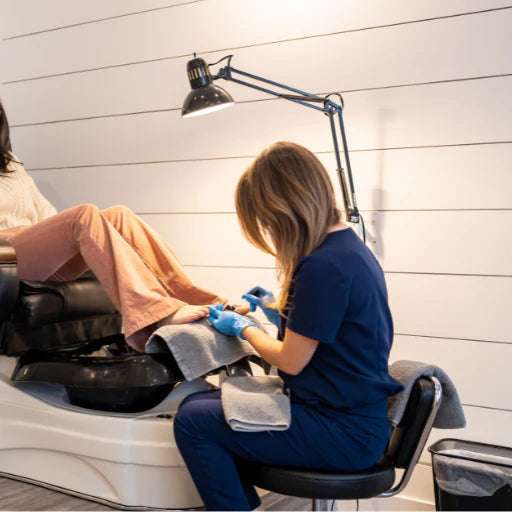 Esthetician performing a pedicure