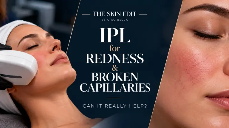 IPL Photofacial treatment for facial redness and broken capillaries at Ciao Bella Advanced Aesthetics in Grande Prairie.